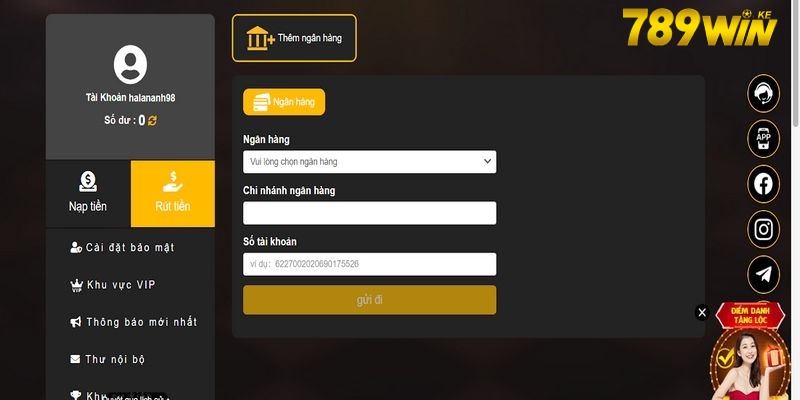 Rút tiền 789Win qua ví điện tử